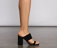 Faux Nubuck Banded Block-Heeled Mules