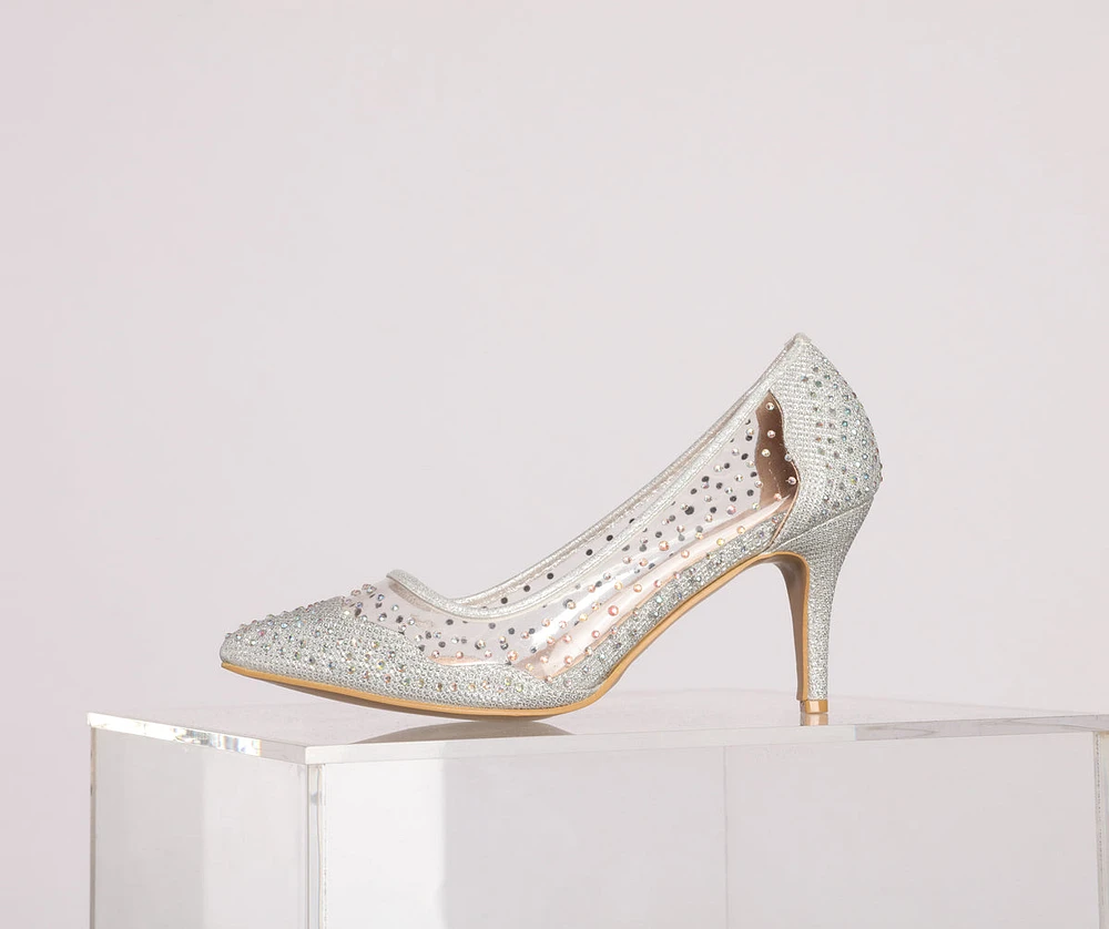 Glitzy And Glamorous Glitter Mesh Pumps