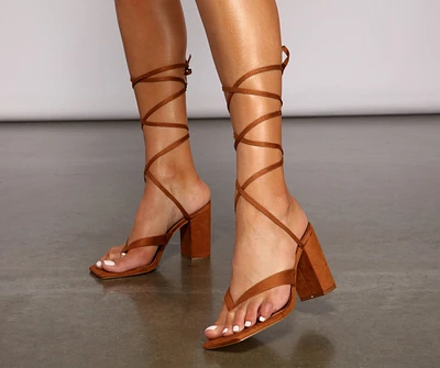 So Extra Lace Up Block Heels