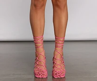 Sleek Stunner Lace-Up Faux Leather Heels