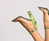 Sassy Style Snake Print Block Heels