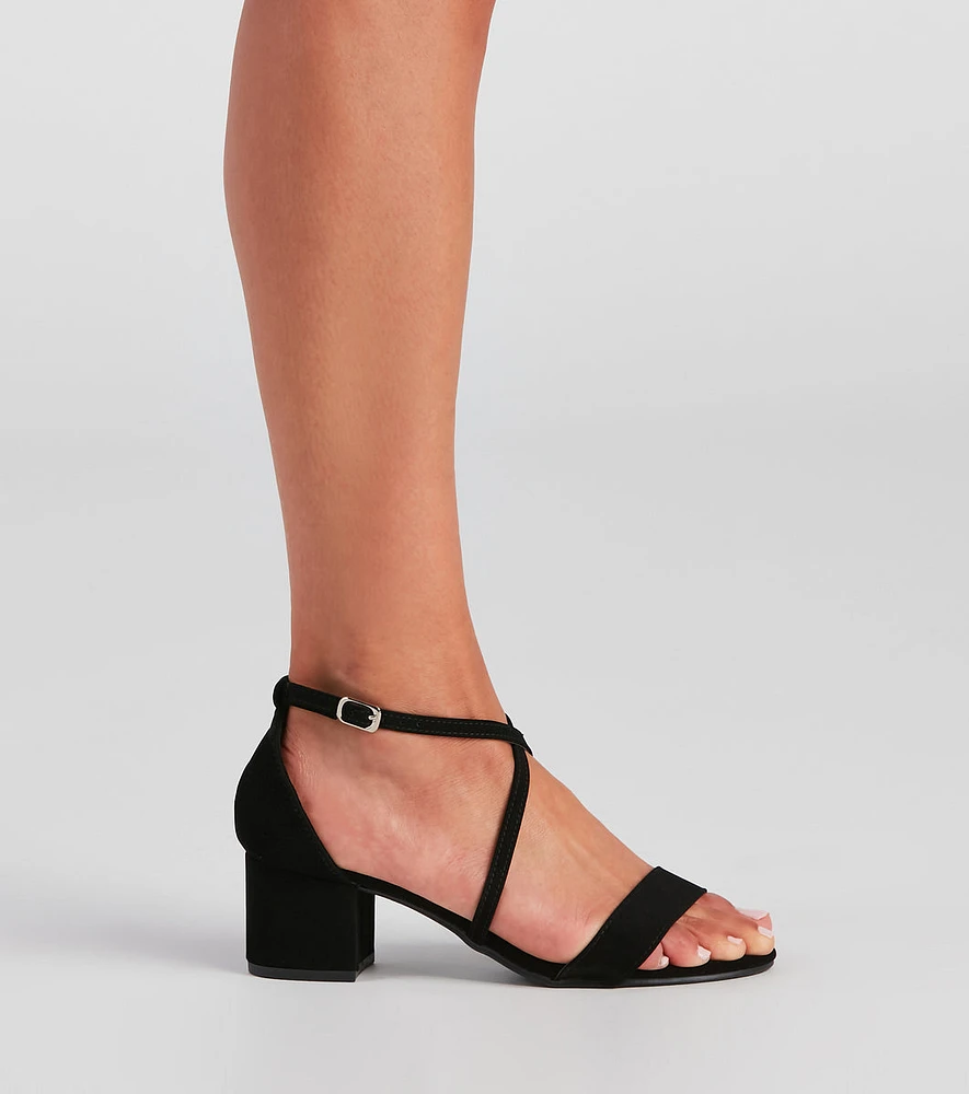 Cross Paths Nubuck Block Heels