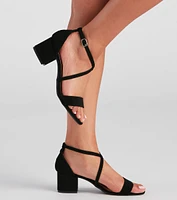 Cross Paths Nubuck Block Heels