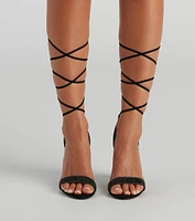 Glam Strut Rhinestone Lace-Up Heels