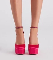 Season To Party Satin Platform Pumps