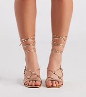 Glamour Nights Chrome Lace-Up Heels