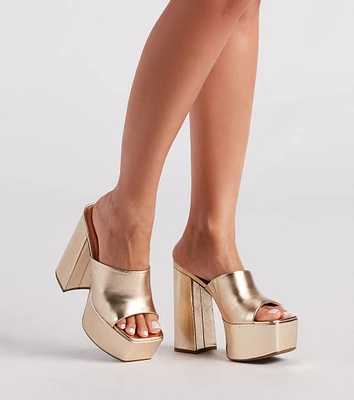 Sassy Strikes Again Metallic Platform Mules