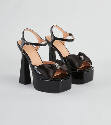 Gifted With Style Patent Bow Platform Heels