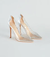 On Point PVC Rhinestone Stiletto Pumps