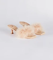 Diva Cutie Marabou Kitten Heel Mules