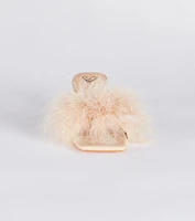 Diva Cutie Marabou Kitten Heel Mules