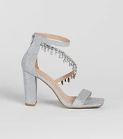 A Moment Of Luxe Rhinestone Trim Block Heels