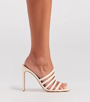 Raise The Bar Strappy Block Heel Mules