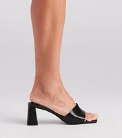 Step Style Square Toe Block Heel Mules