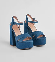 Carpe Denim Platform Block Heels