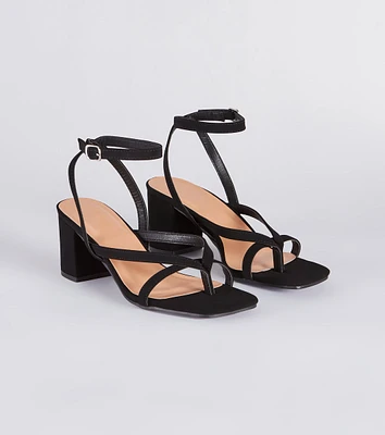 Stepping Out Nubuck Strappy Block Heels