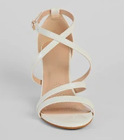 Best Behavior Patent Strappy Block Heels