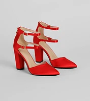 Standing Tall Satin Block Heel Pumps