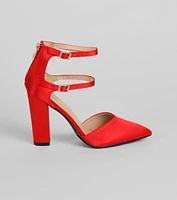 Standing Tall Satin Block Heel Pumps