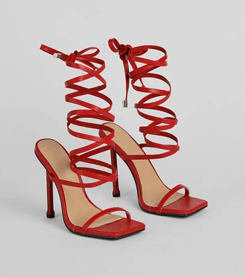 Treat Yourself Lace-Up Stiletto Heels