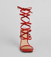 Treat Yourself Lace-Up Stiletto Heels