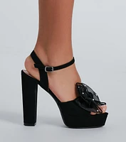 Perfect Present Bow Platform Block Heels