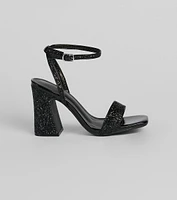 No Stopping Her Shine Glitter Block Heels