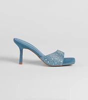 Such A Treat Denim Rhinestone Stiletto Mules