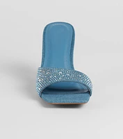 Such A Treat Denim Rhinestone Stiletto Mules