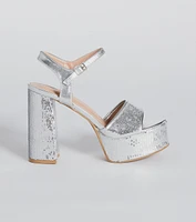 Sparkly Struts Sequin Platform Block Heels