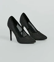 What A Catch Rhinestone Fishnet Stiletto Pumps