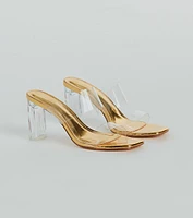 Style So Clear Strap Metallic Block Heel Mules