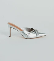 Fabulous Sheen Metallic Strappy Stiletto Mules