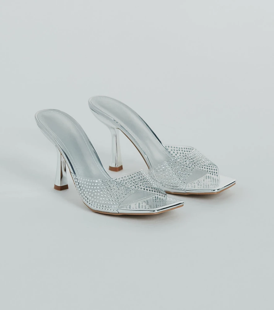 A Little Glitz Rhinestone Metallic Stiletto Mules