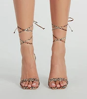 Feel Fierce Lace-Up Thin Block Heels