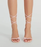 Perfect Flirt Lace-Up Heeled Thong Sandals