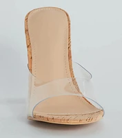 Contemporary Cutie Clear Cork High Heel Sandals