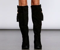 Flat Knee High Suede Boots