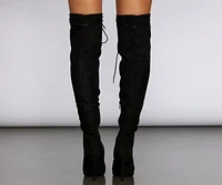 Lace Up Suede Stiletto Boots