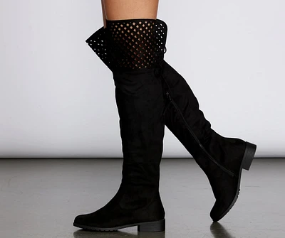 Over The Knee Flat Detailed Boots