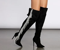 Living The Limelight Fringe Thigh High Boots