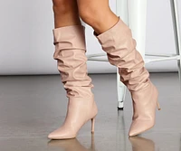 Scrunched Knee-High Stiletto Boots