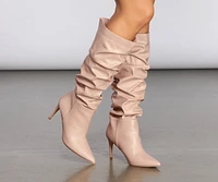 Scrunched Knee-High Stiletto Boots