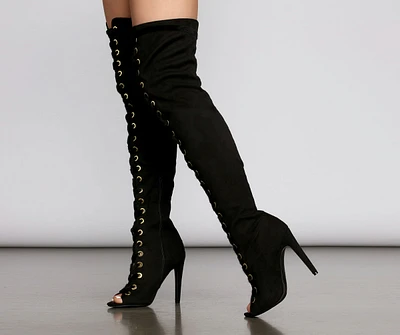 Bad Type Faux Suede Thigh High Boots