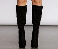 Platform Knee-High Faux Suede Boots