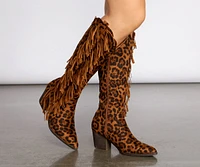 Scoot N' Boogey Fringe Leopard Cowboy Boots