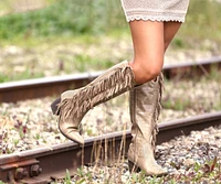 Scoot N' Boogey Fringe Tan Cowboy Boots