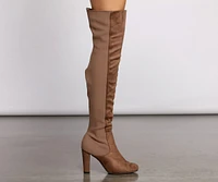 50 and Thigh High Faux Suede Knit Boots