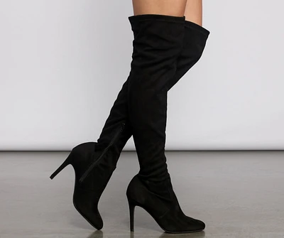 Essential Faux Suede Stiletto Thigh High Boots