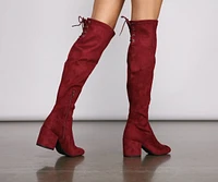 Over The Knee Tie Back Heeled Boots